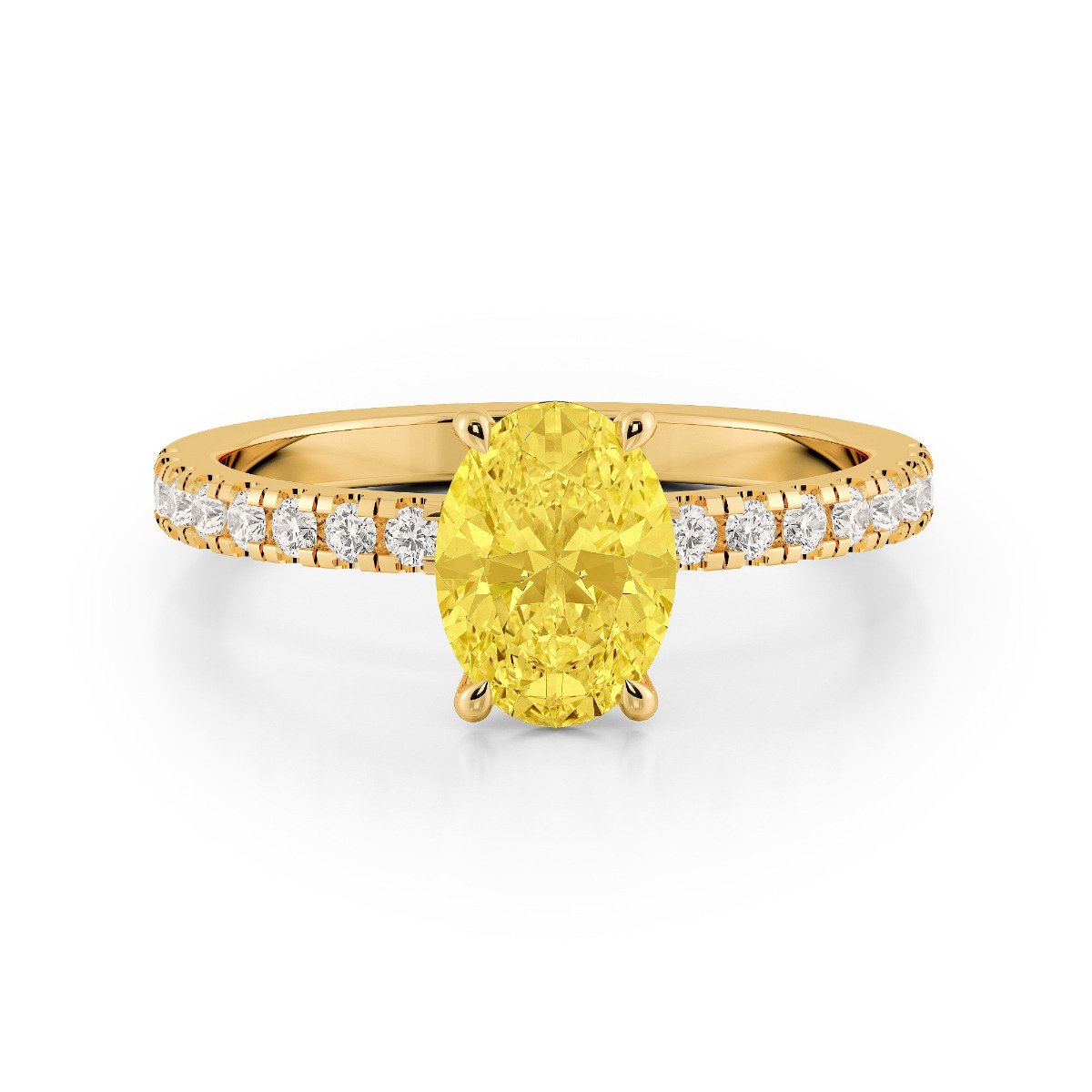 1.00ct Fancy Intense Oval - Gold Pavé Setting