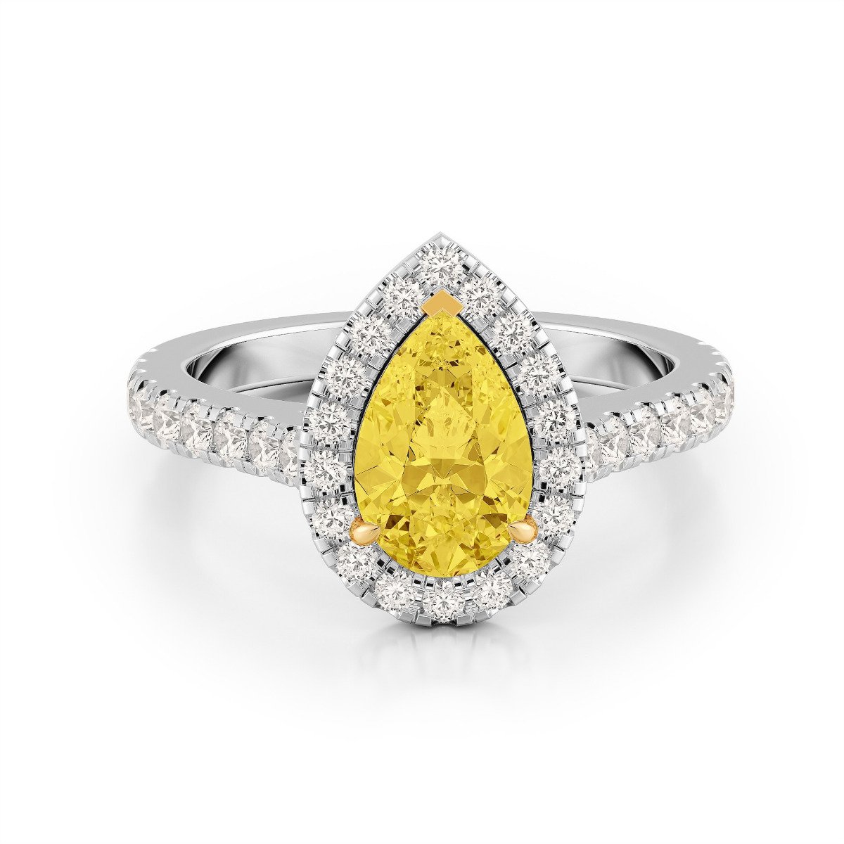 0.70ct Fancy Intense Pear - Halo Setting